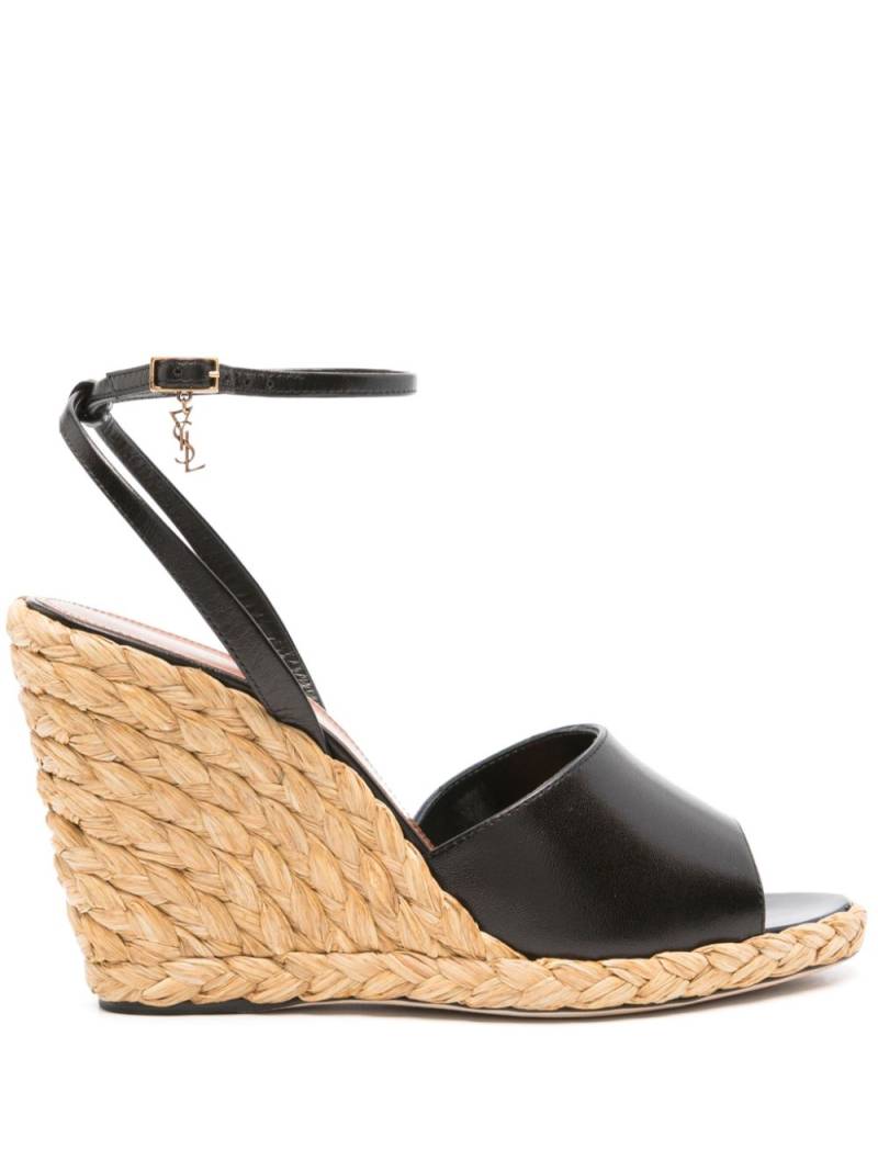 Saint Laurent wedge espadrille sandals - Black von Saint Laurent