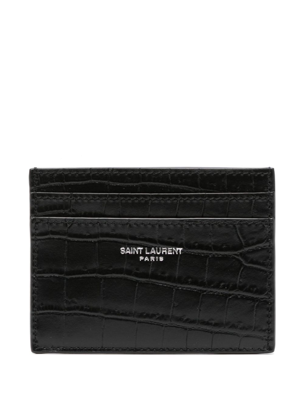 Saint Laurent crocodile-embossed leather cardholder - Black von Saint Laurent