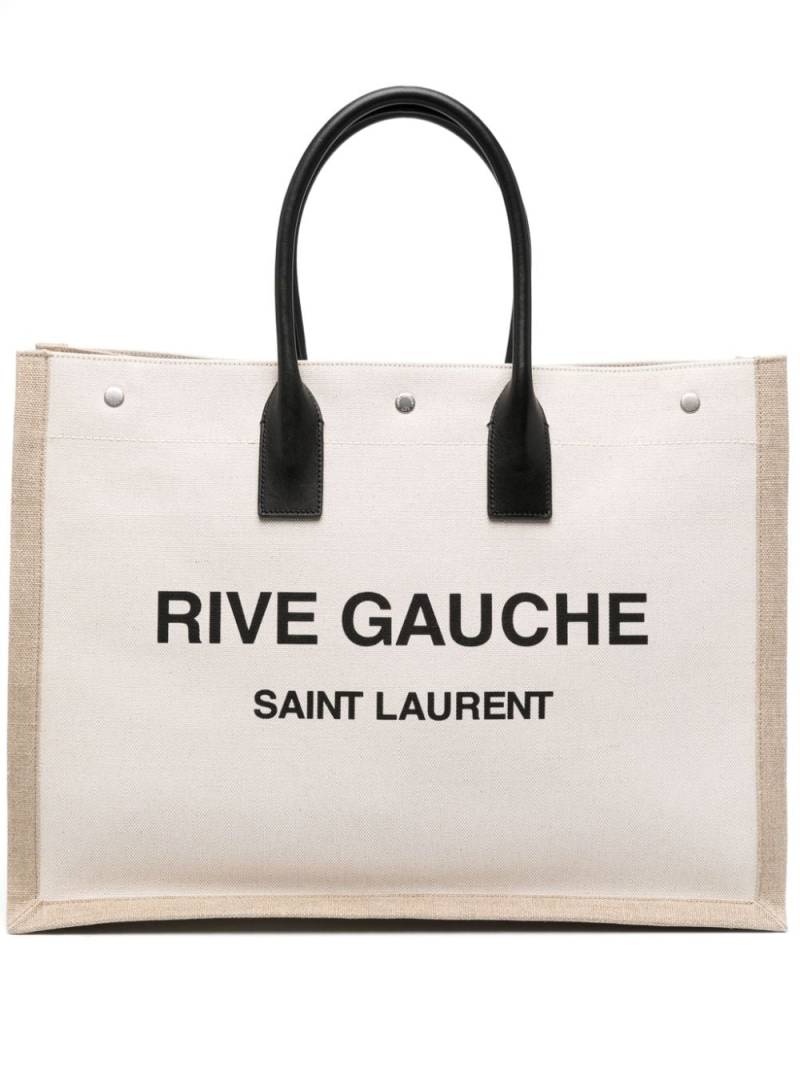 Saint Laurent Rive Gauche cotton tote bag - Neutrals von Saint Laurent