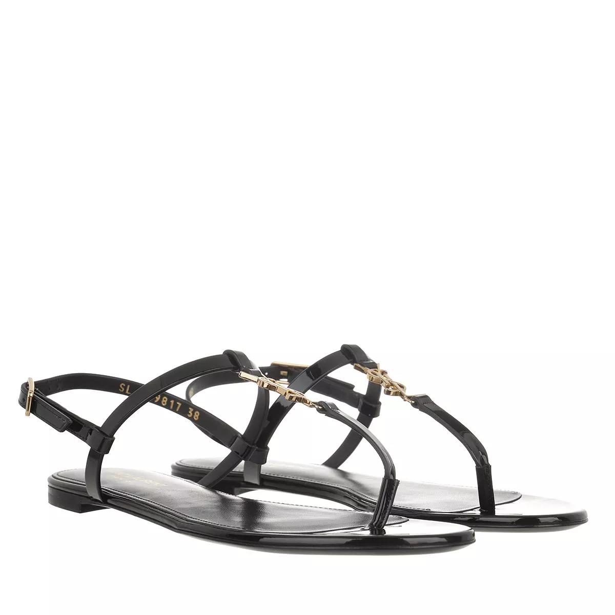 Saint Laurent Sandalen - Cassandra Flat Sandals Leather - Gr. 37 (EU) - in Schwarz - für Damen von Saint Laurent