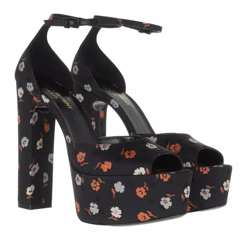 Saint Laurent Sandalen - Jodie Peeptoe Platform Sandals Floral Satin - Gr. 41 (EU) - in Schwarz - für Damen von Saint Laurent