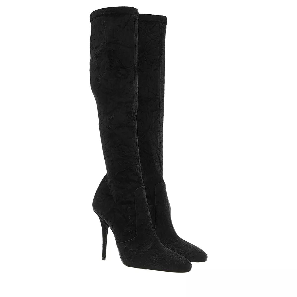 Saint Laurent Stiefel & Boots - Ella Knee High Crushed Velvet Boots - Gr. 36 (EU) - in Schwarz - für Damen von Saint Laurent