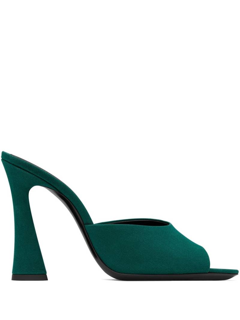 Saint Laurent Suite 105mm silk mules - Green von Saint Laurent