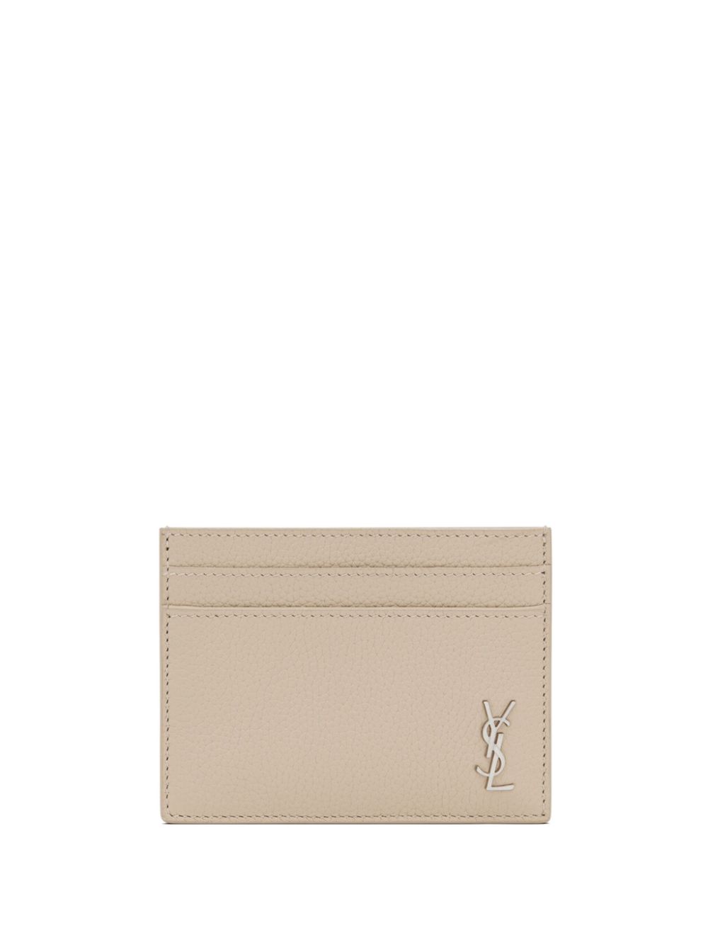 Saint Laurent Tiny Cassandre grained leather cardholder - Neutrals von Saint Laurent