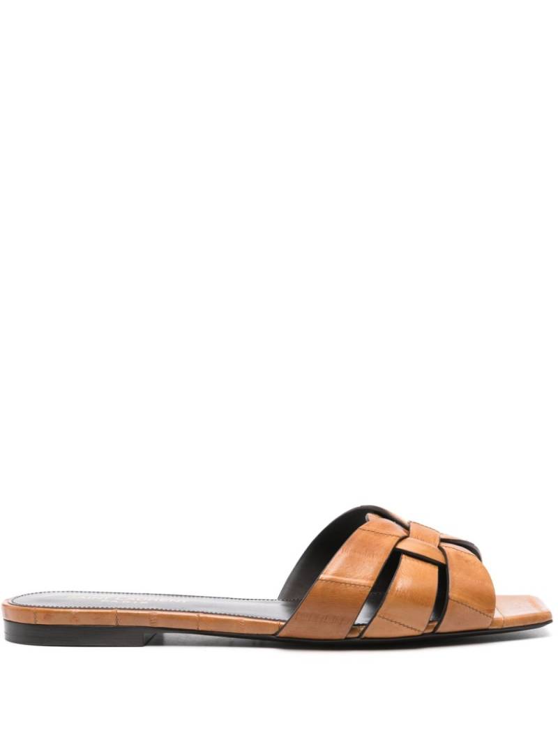 Saint Laurent Tribute leather slides - Brown von Saint Laurent