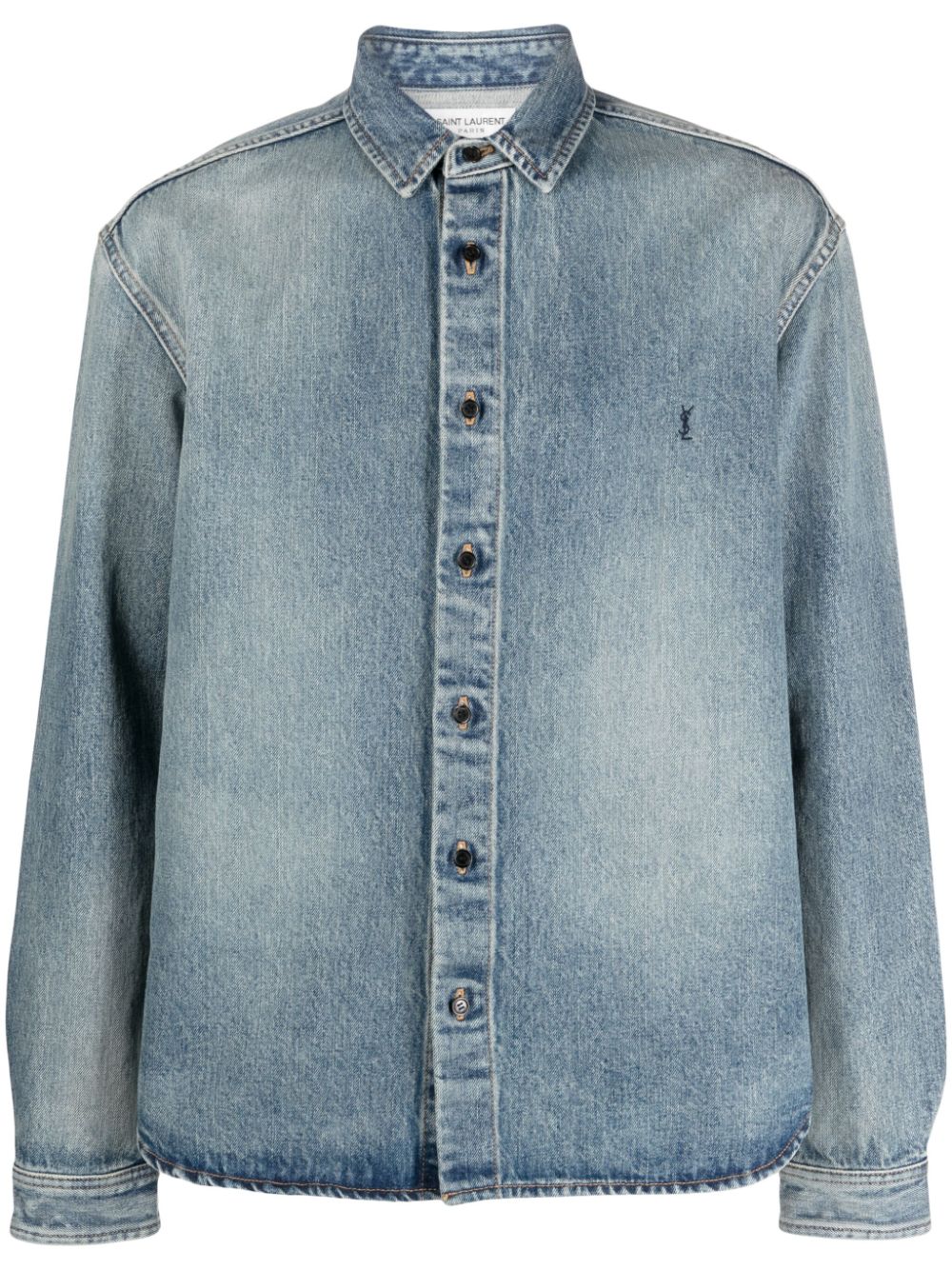 Saint Laurent Trouville logo-embroidered denim shirt - Blue von Saint Laurent