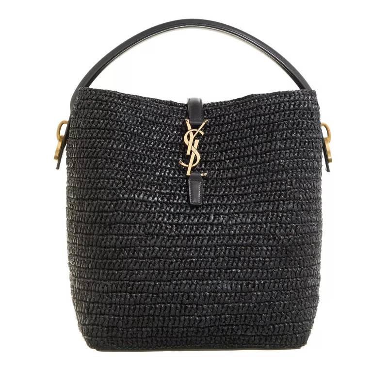 Saint Laurent Umhängetasche - Le 37 Raffia Bucket Bag - Gr. unisize - in Schwarz - für Damen von Saint Laurent