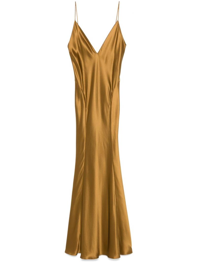 Saint Laurent V-neck silk dress - Brown von Saint Laurent