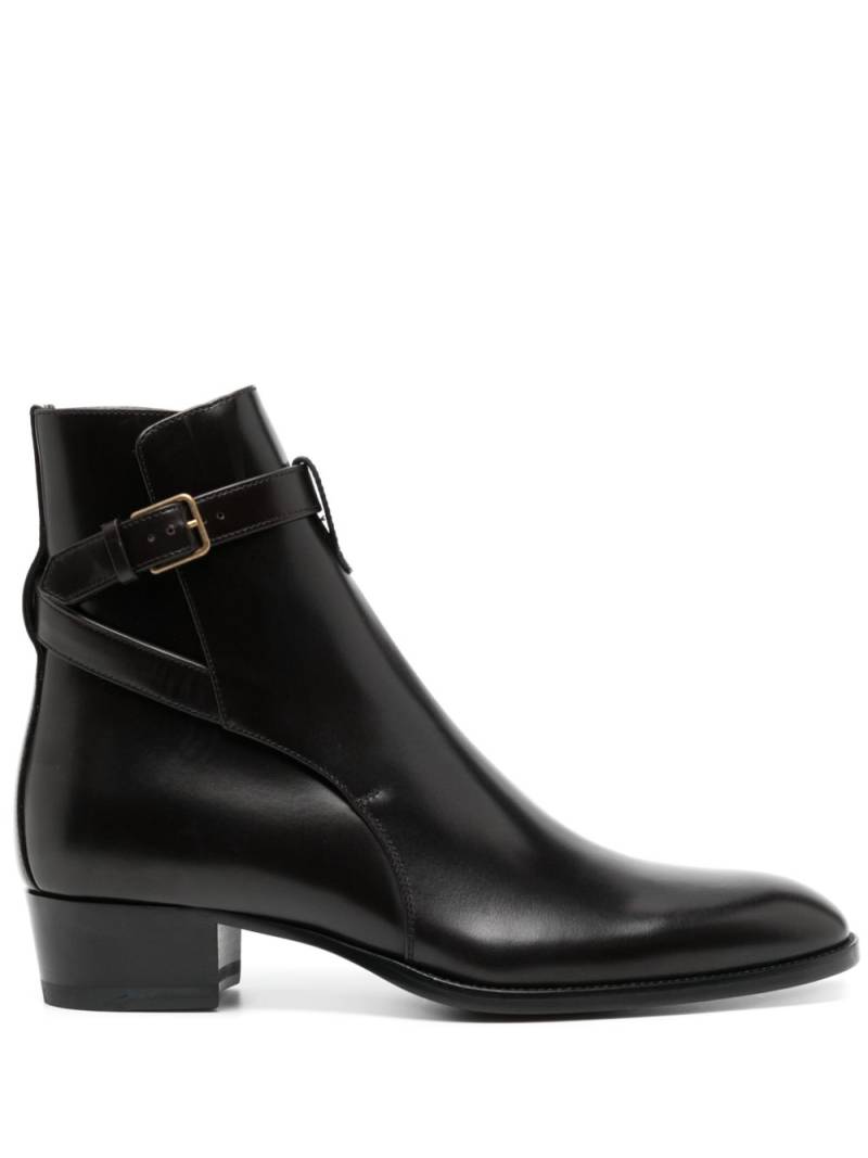 Saint Laurent Wyatt leather ankle boots - Brown von Saint Laurent