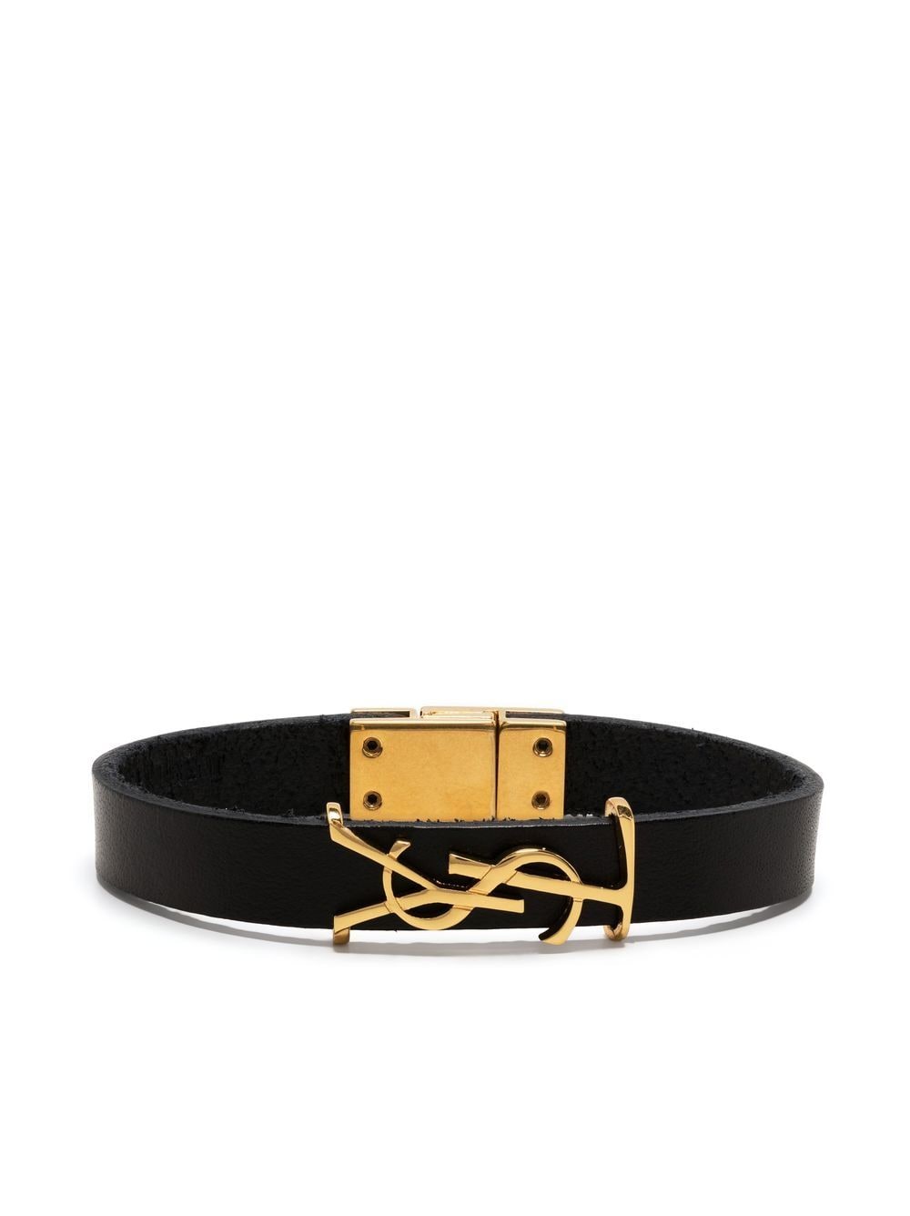 Saint Laurent YSL charm leather bracelet - Black von Saint Laurent