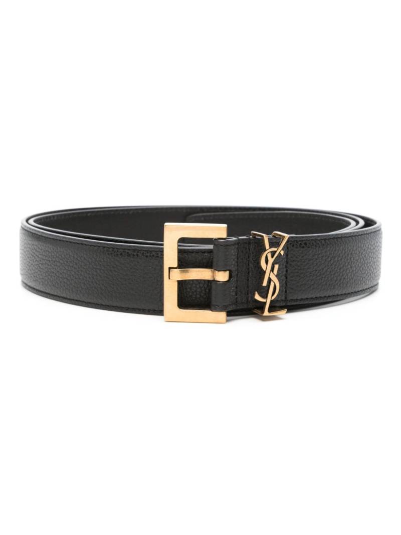 Saint Laurent Cassandre leather belt - Black von Saint Laurent