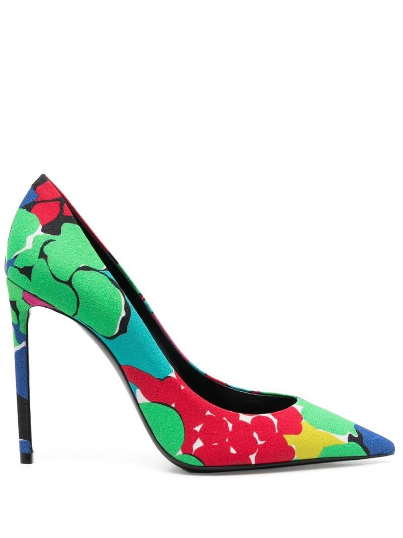 Saint Laurent Zoe 105mm floral-print pumps - Green von Saint Laurent