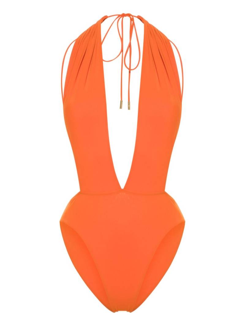 Saint Laurent backless V-halter swimsuit - Orange von Saint Laurent