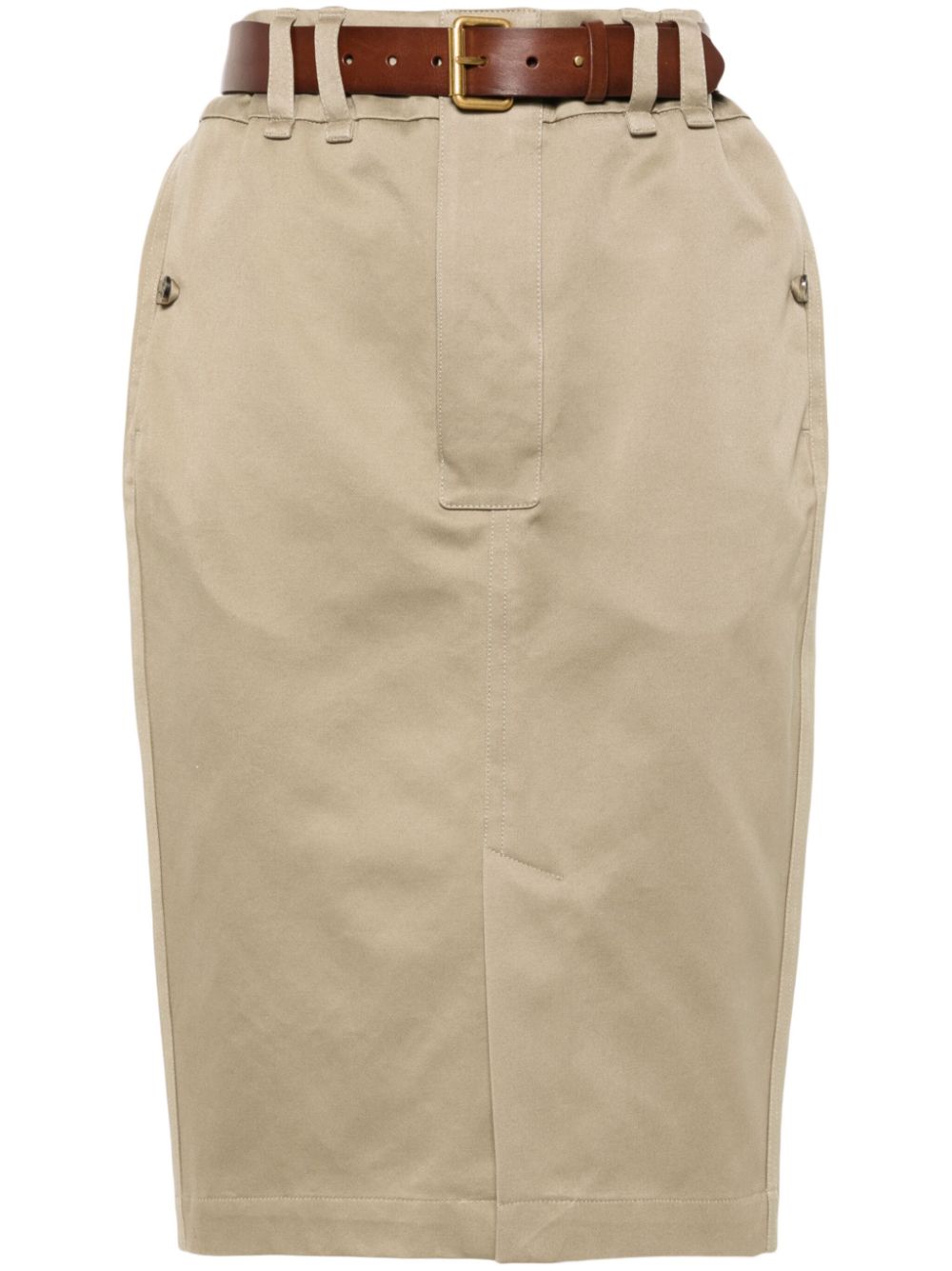 Saint Laurent belted gabardine pencil skirt - Neutrals von Saint Laurent