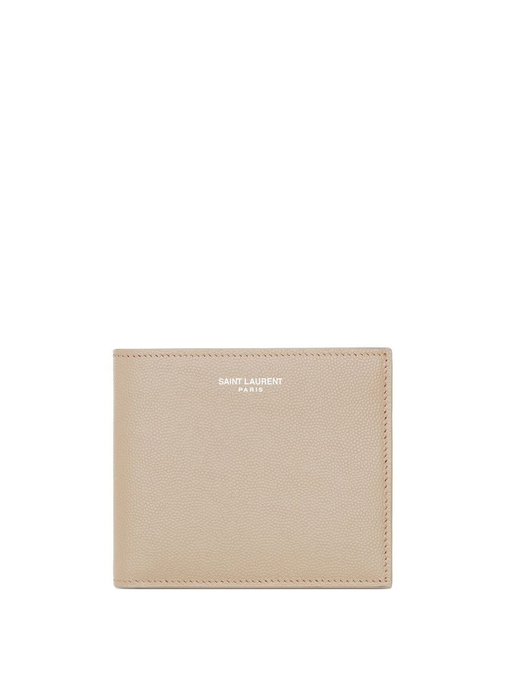 Saint Laurent bi-fold pebbled-leather wallet - Neutrals von Saint Laurent