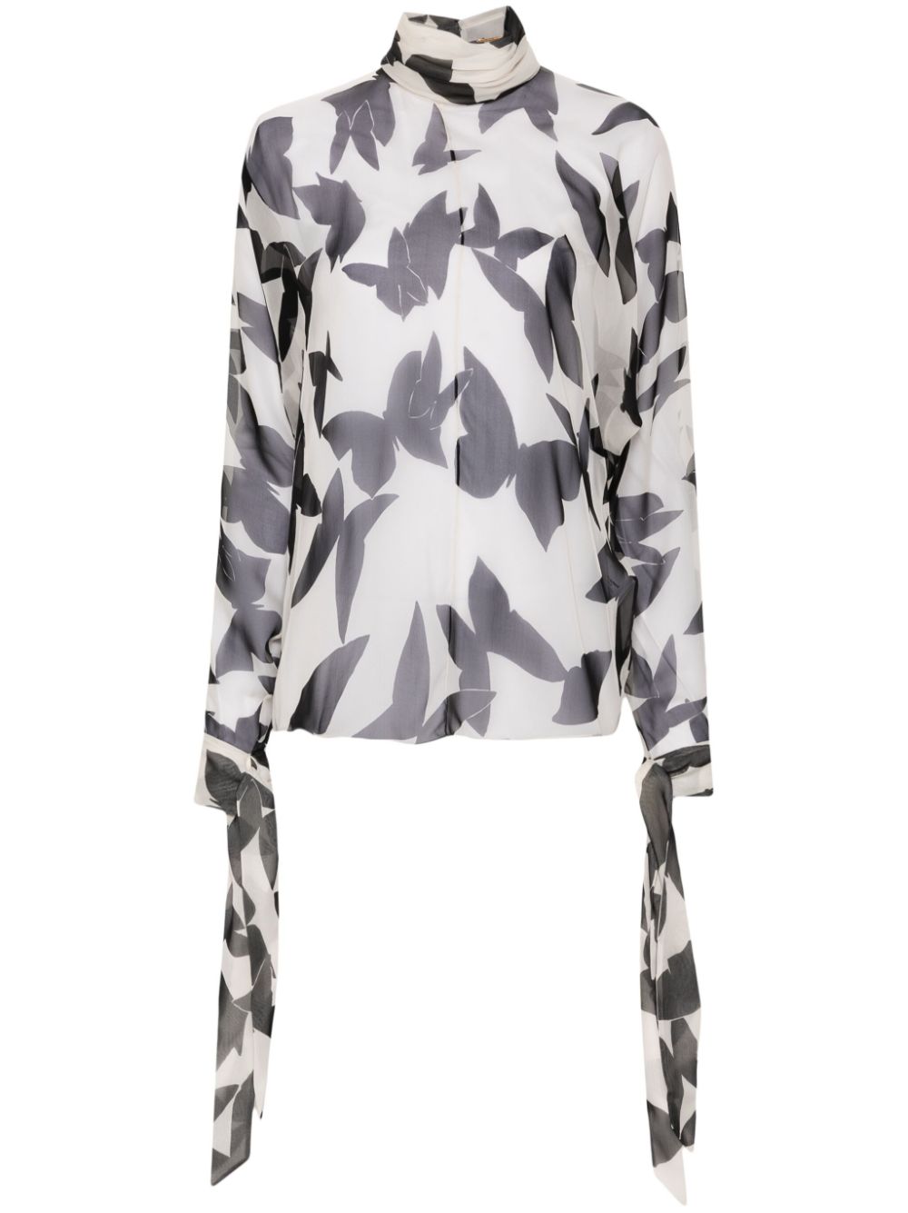 Saint Laurent butterfly-print silk blouse - Neutrals von Saint Laurent