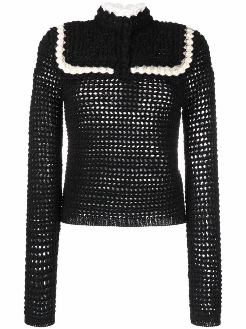 Saint Laurent button-fastening crochet jumper - Black von Saint Laurent