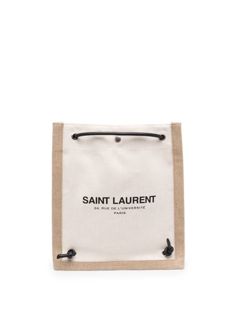 Saint Laurent canvas drawstring backpack - Neutrals von Saint Laurent