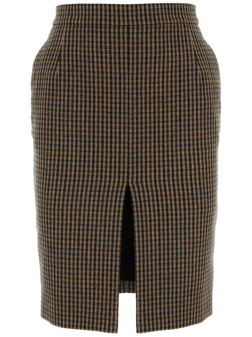 Saint Laurent check-pattern straight skirt - Brown von Saint Laurent