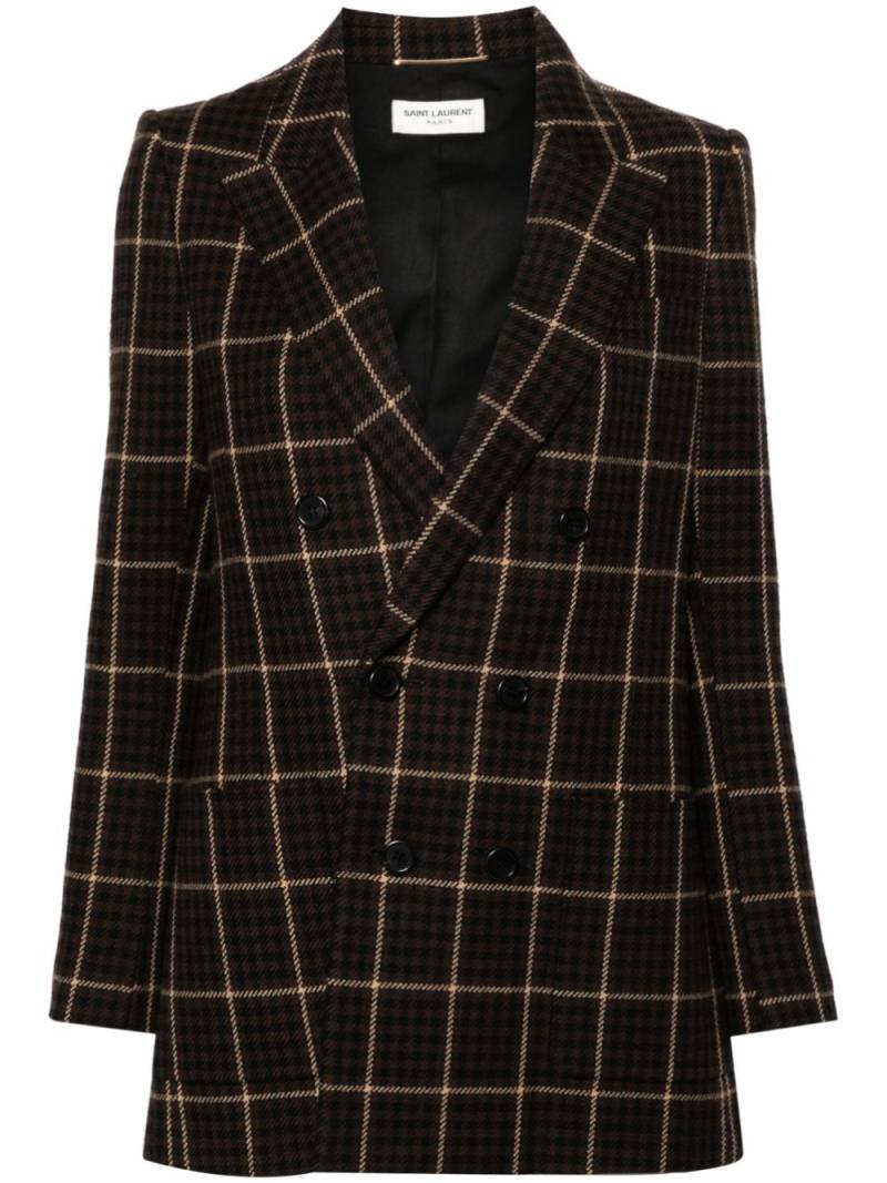 Saint Laurent houndstooth checked blazer - Brown von Saint Laurent