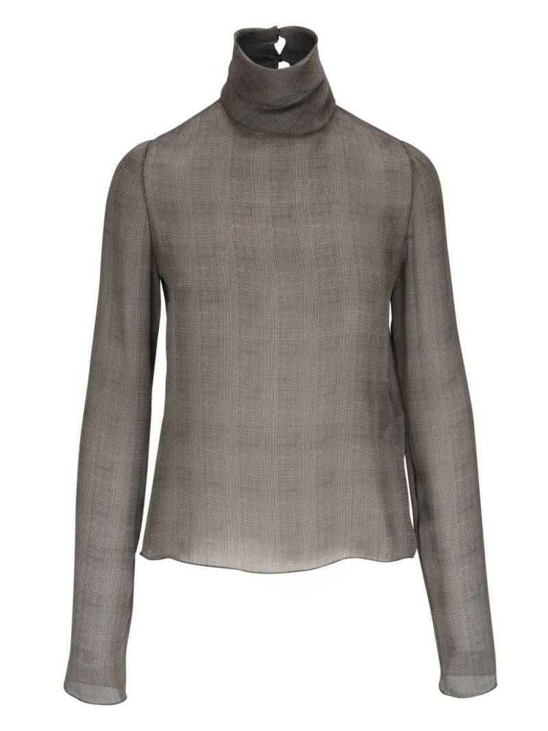 Saint Laurent checked silk top - Grey von Saint Laurent