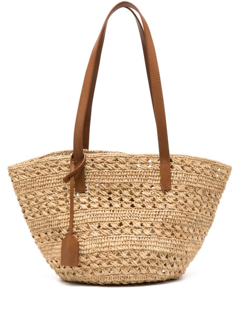 Saint Laurent crocheted raffia tote bag - Neutrals von Saint Laurent