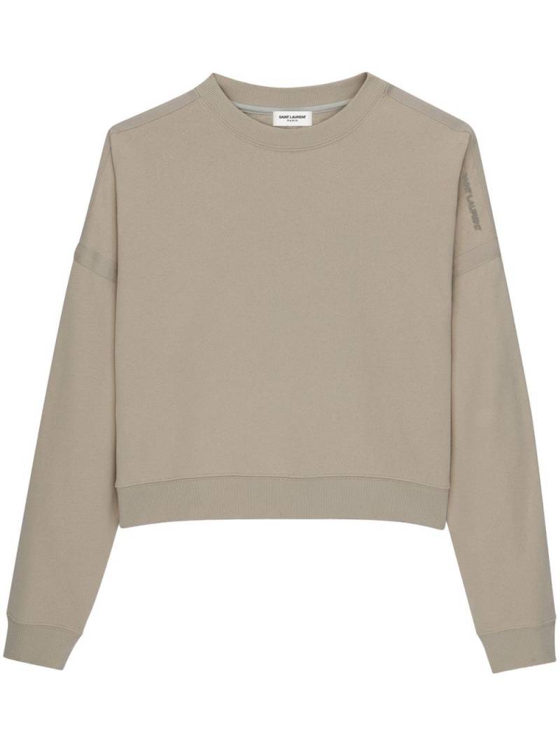 Saint Laurent cropped cotton sweatshirt - Neutrals von Saint Laurent