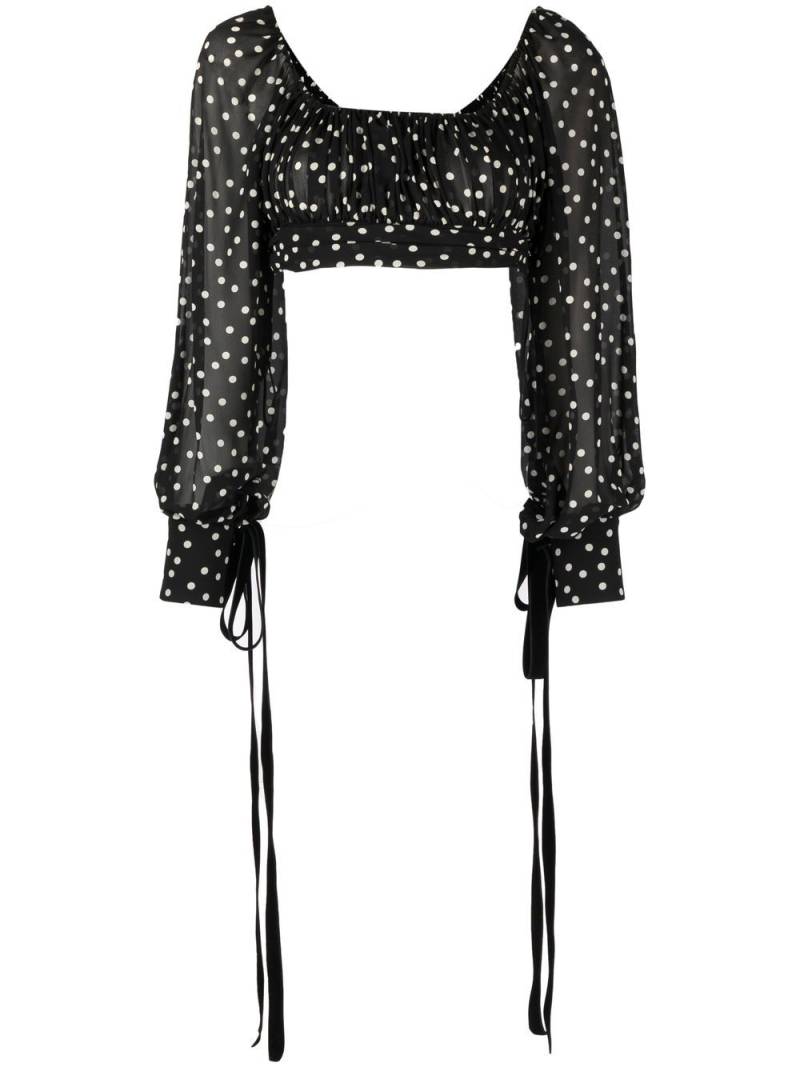 Saint Laurent cropped polka dot-print blouse - Black von Saint Laurent