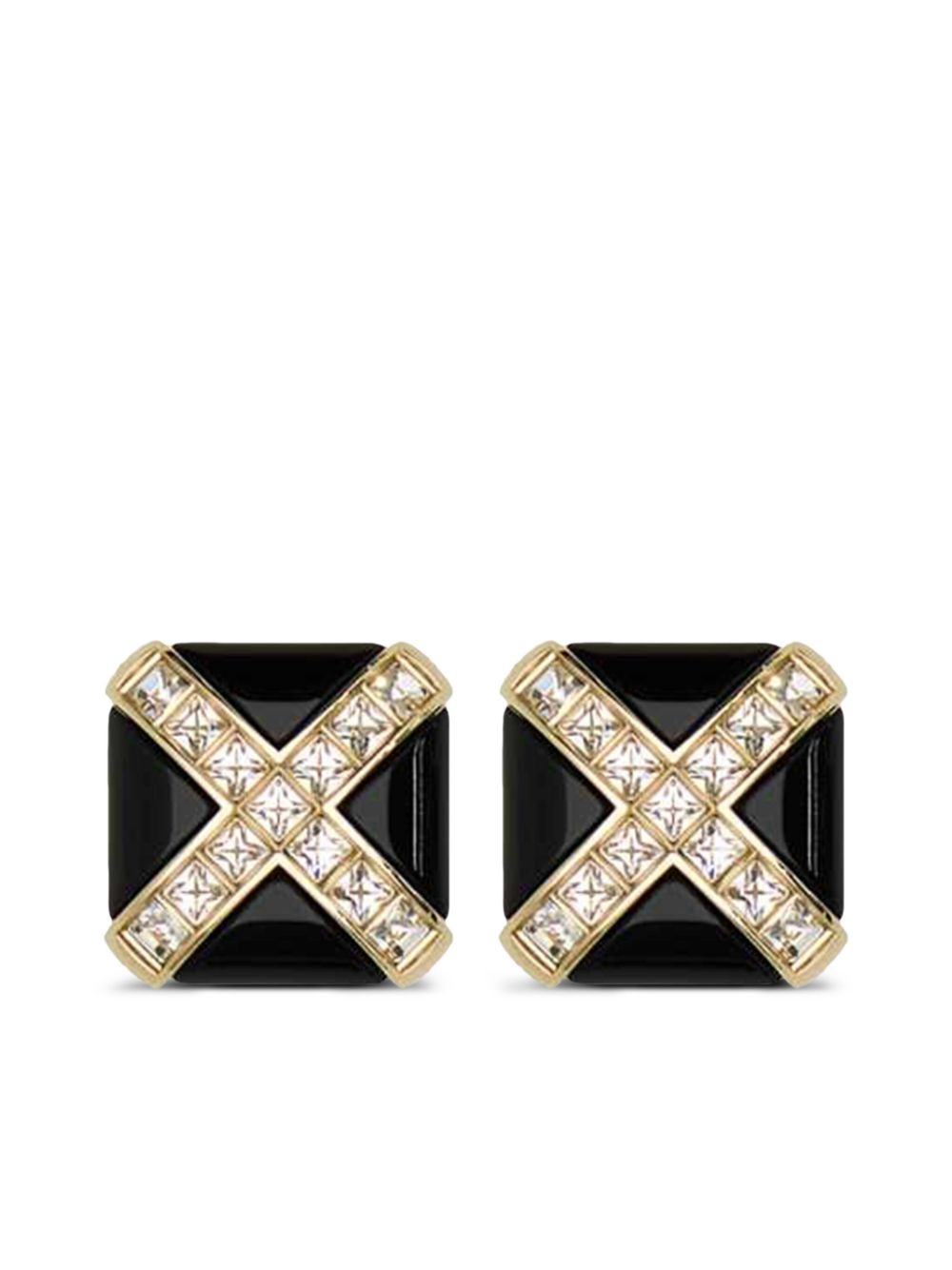 Saint Laurent crystal-embellished clip-on stud earrings - Gold von Saint Laurent