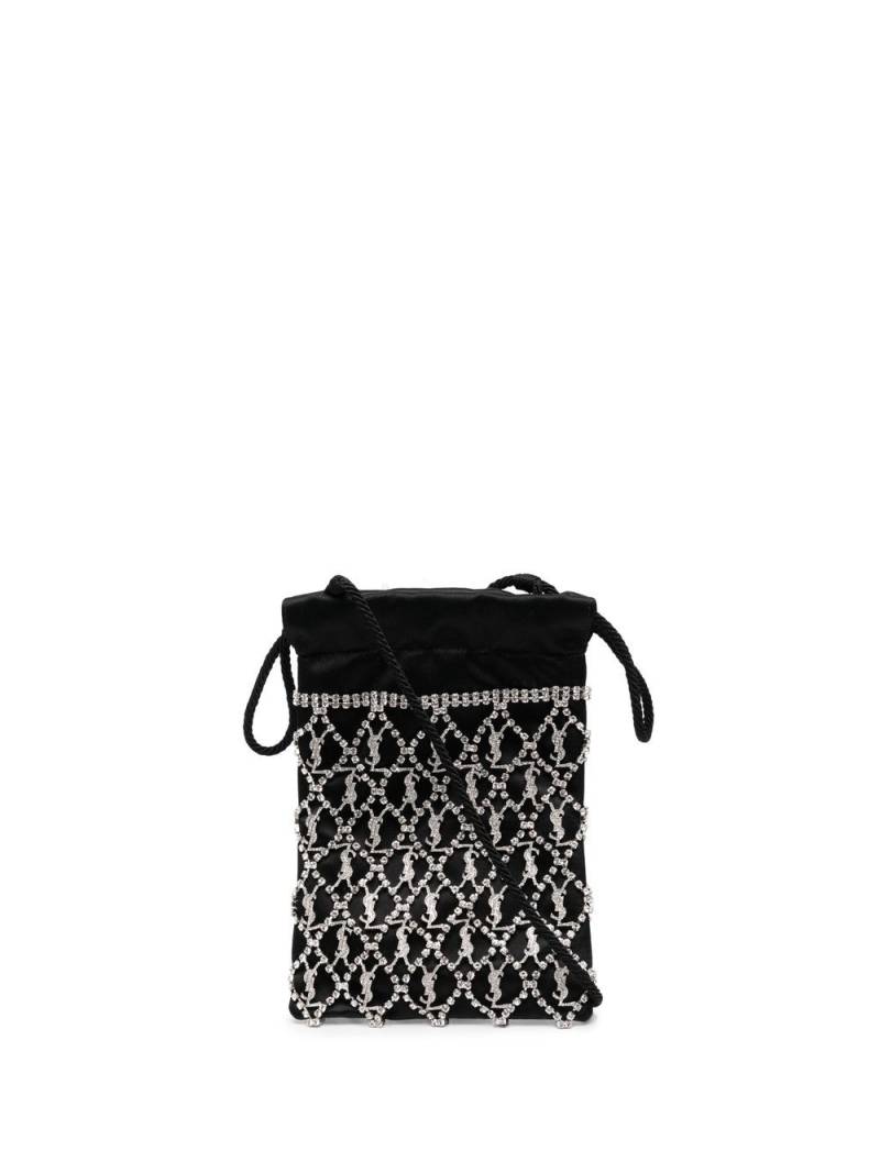 Saint Laurent crystal-embellished drawstring mini bag - Black von Saint Laurent