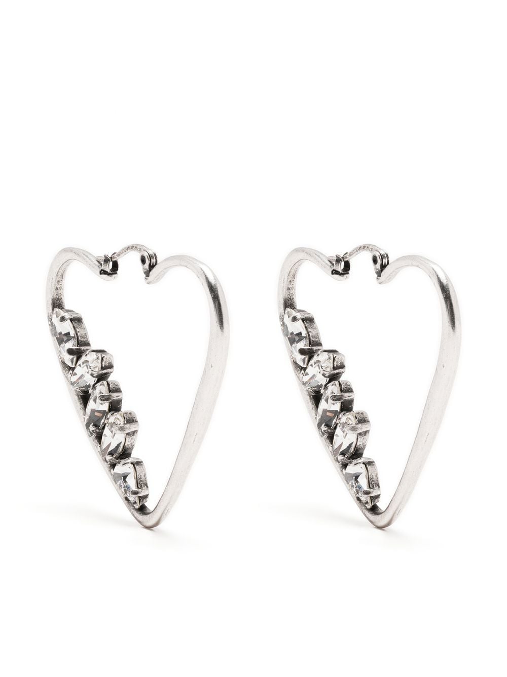 Saint Laurent crystal embellished heart hoop earrings - Silver von Saint Laurent