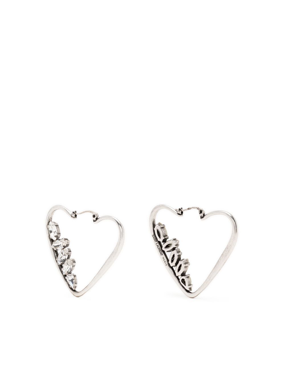 Saint Laurent crystal-embellished heart hoop earrings - Silver von Saint Laurent