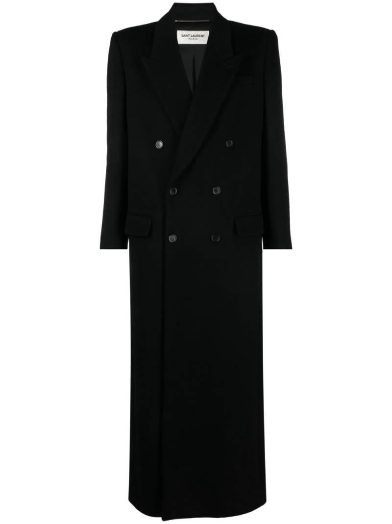 Saint Laurent double-breasted long coat - Black von Saint Laurent