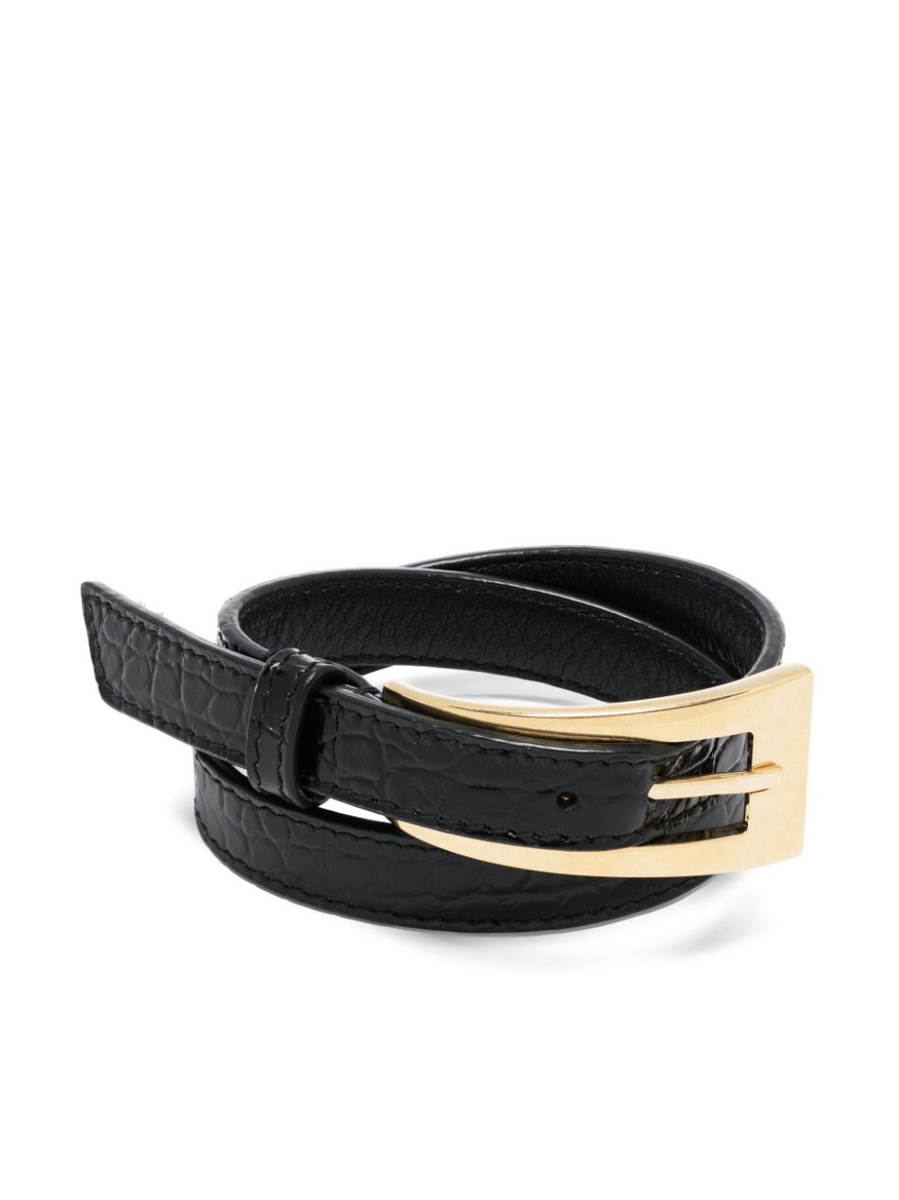 Saint Laurent double-wrap leather bracelet - Black von Saint Laurent