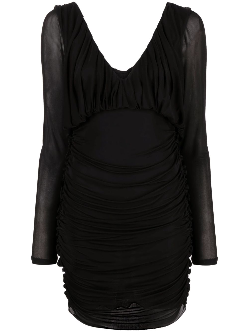 Saint Laurent draped V-neck minidress - Black von Saint Laurent