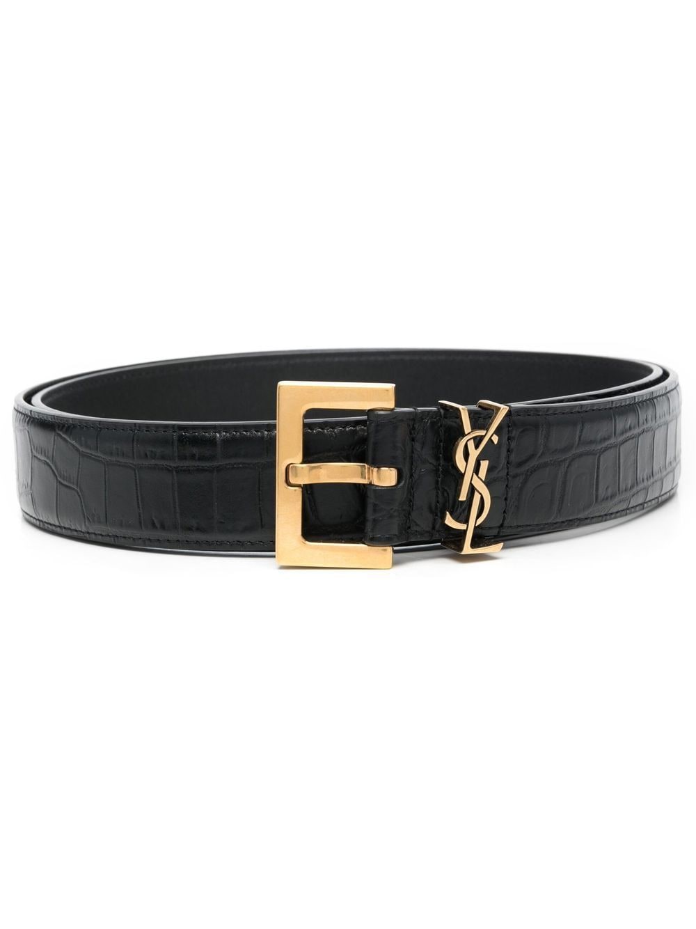 Saint Laurent embossed buckle-fastening 30mm belt - Black von Saint Laurent