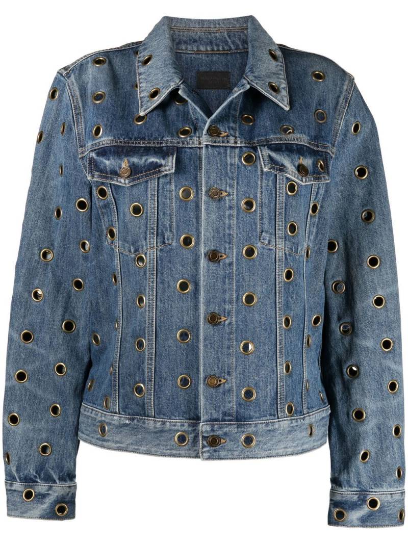 Saint Laurent eyelet-embellished denim jacket - Blue von Saint Laurent