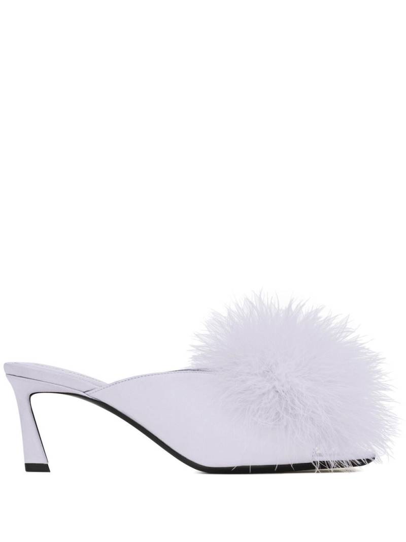 Saint Laurent faux-fur detail 60mm sandals - Grey von Saint Laurent