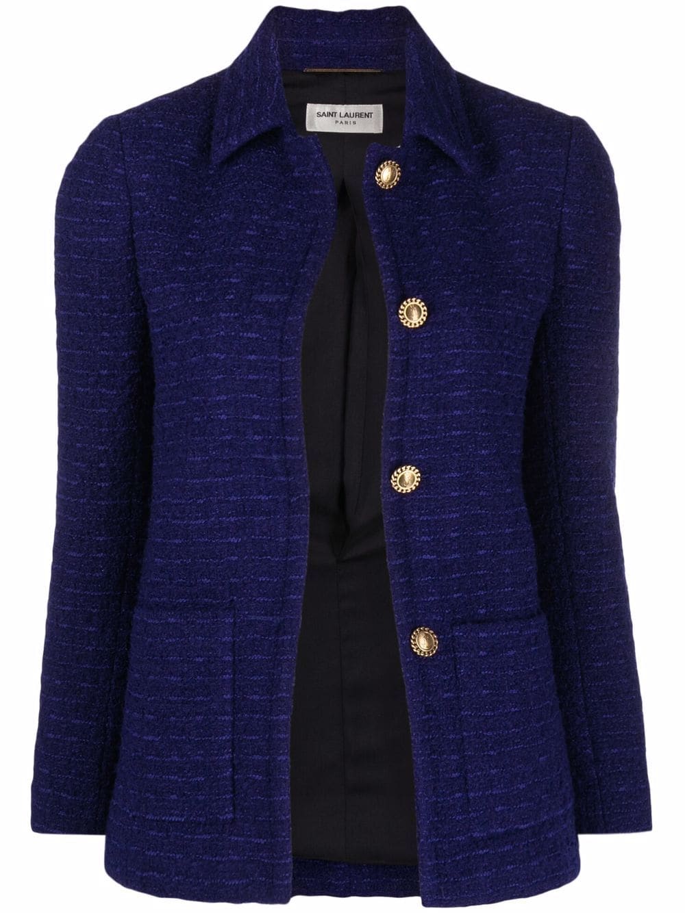 Saint Laurent fitted tweed blazer - Blue von Saint Laurent