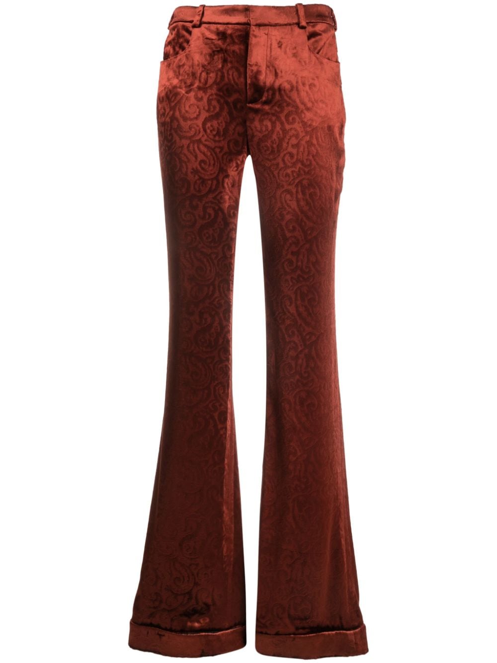 Saint Laurent flared velvet trousers - Orange von Saint Laurent