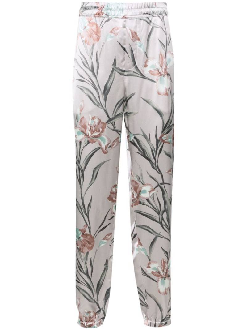 Saint Laurent floral-print tapered trousers - Grey von Saint Laurent