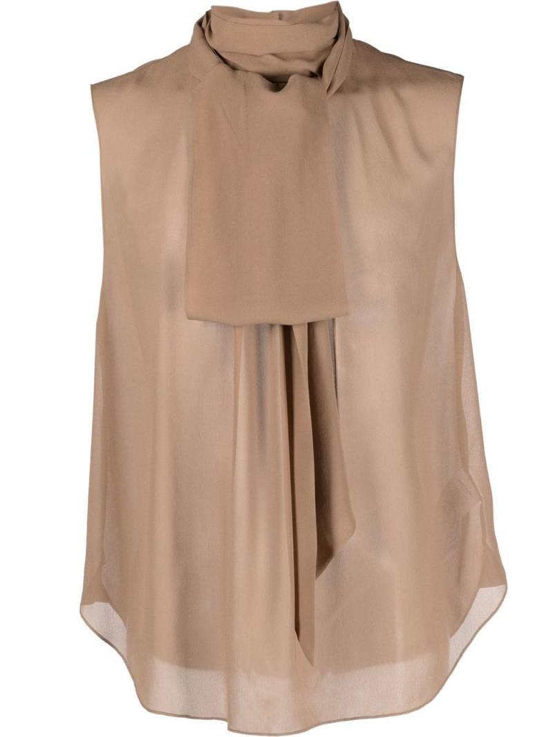 Saint Laurent high-neck sleeveless silk shirt - Brown von Saint Laurent