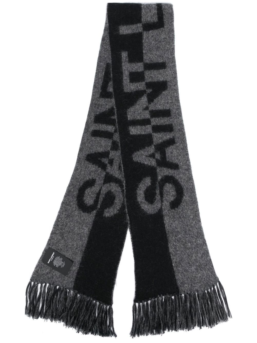 Saint Laurent intarsia-knit logo scarf - Black von Saint Laurent