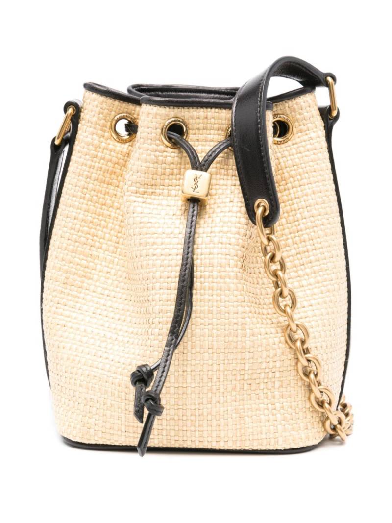 Saint Laurent interwoven raffia bucket bag - Neutrals von Saint Laurent