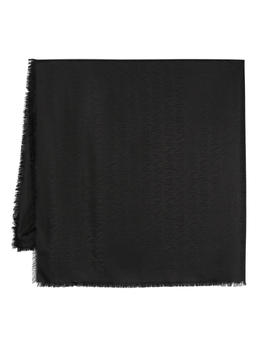 Saint Laurent logo-jacquard fringed scarf - Black von Saint Laurent