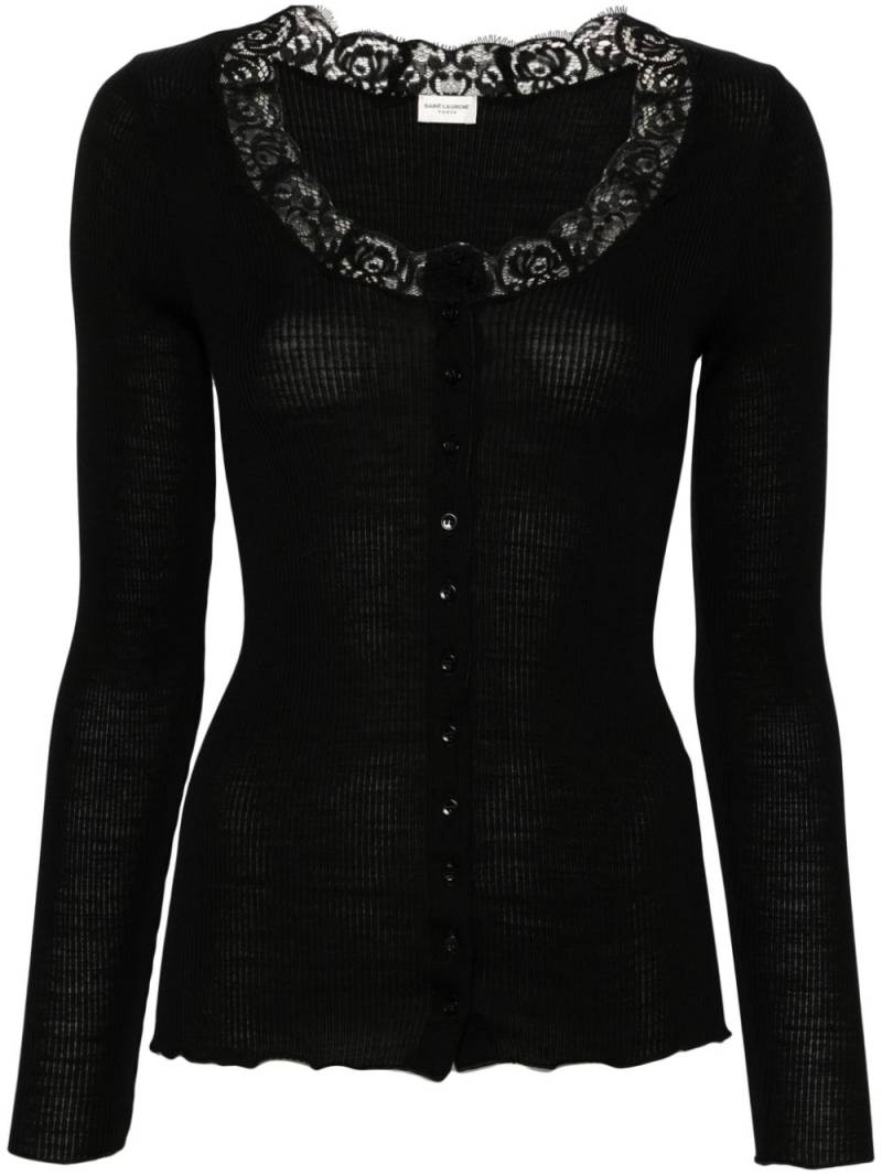 Saint Laurent lace detailing cardigan - Black von Saint Laurent