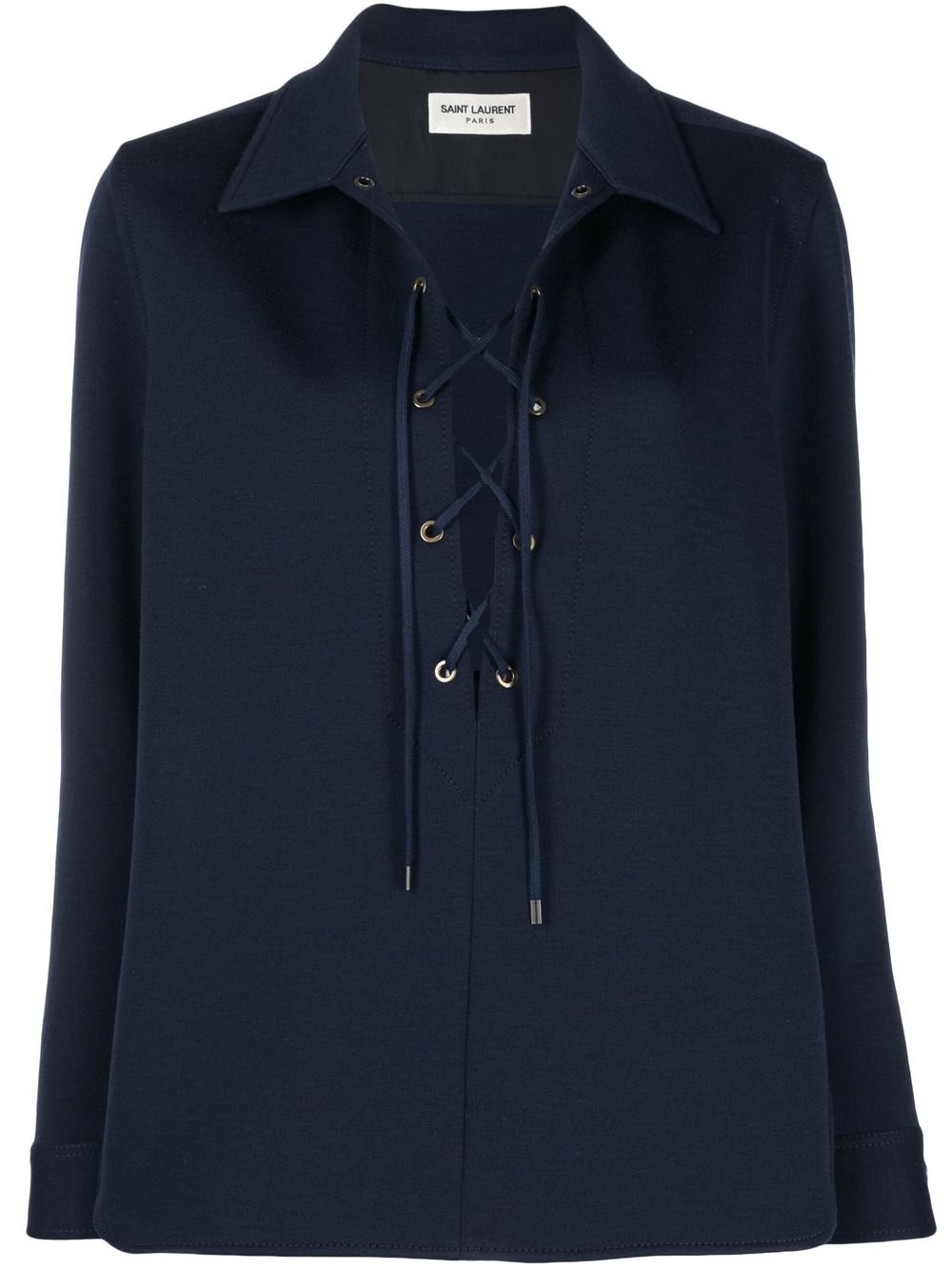 Saint Laurent lace-up wool top - Blue von Saint Laurent