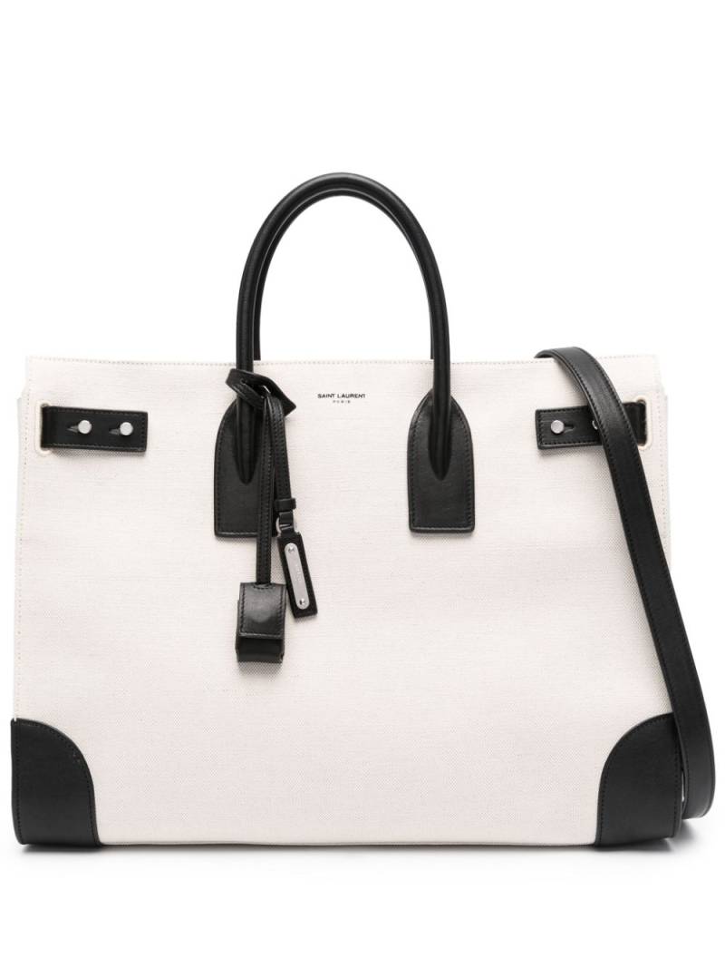 Saint Laurent large Sac De Jour canvas tote bag - White von Saint Laurent