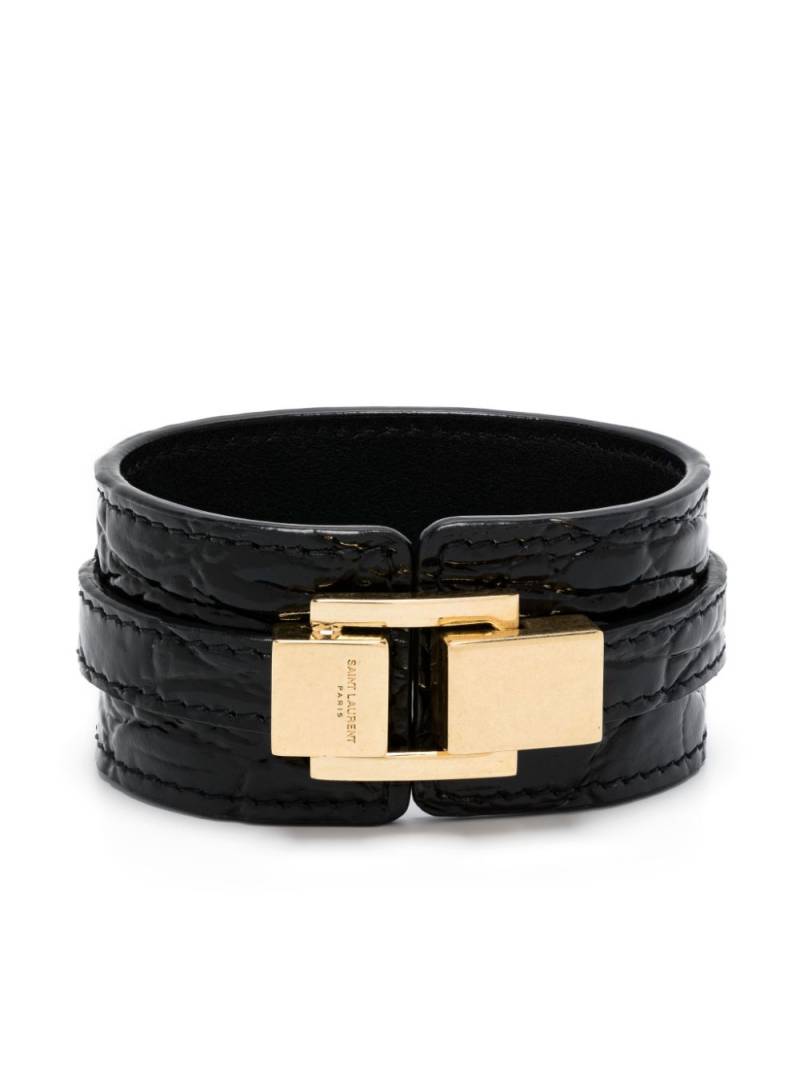 Saint Laurent croc-effect bracelet - Black von Saint Laurent