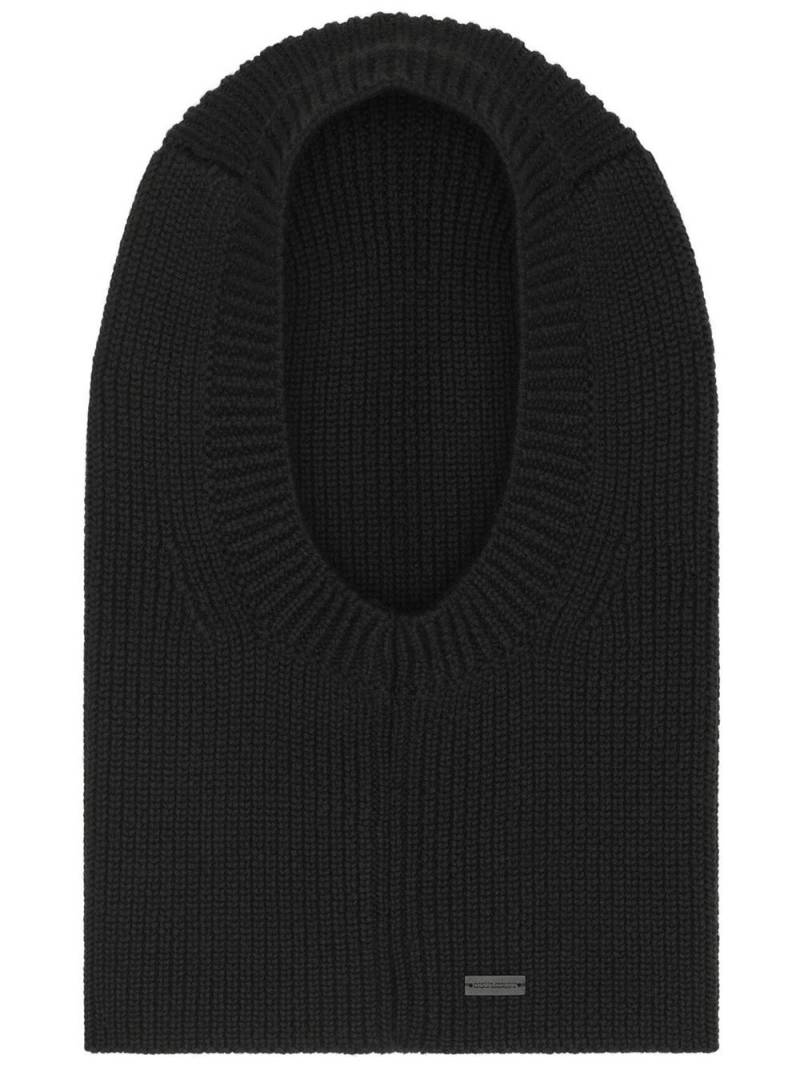 Saint Laurent large ribbed balaclava in wool - Black von Saint Laurent